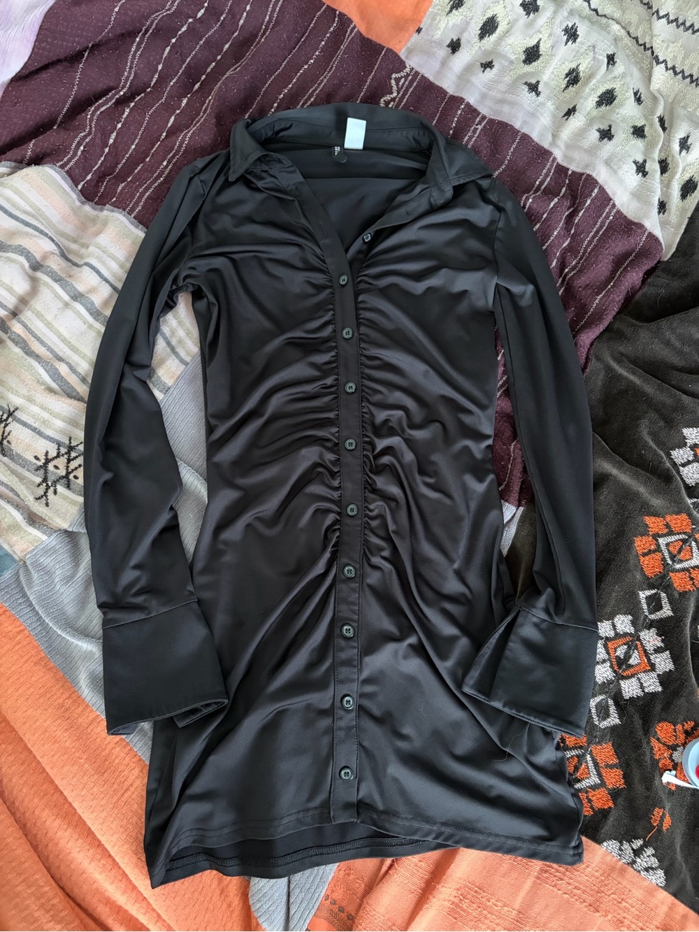 H&M Black Collared Button Shirt Dress